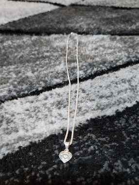 VINTAGE INTRICATE HEART SHAPE SCROLL-PATTERN PENDANT STERLING SILVER 925 NECKLAC